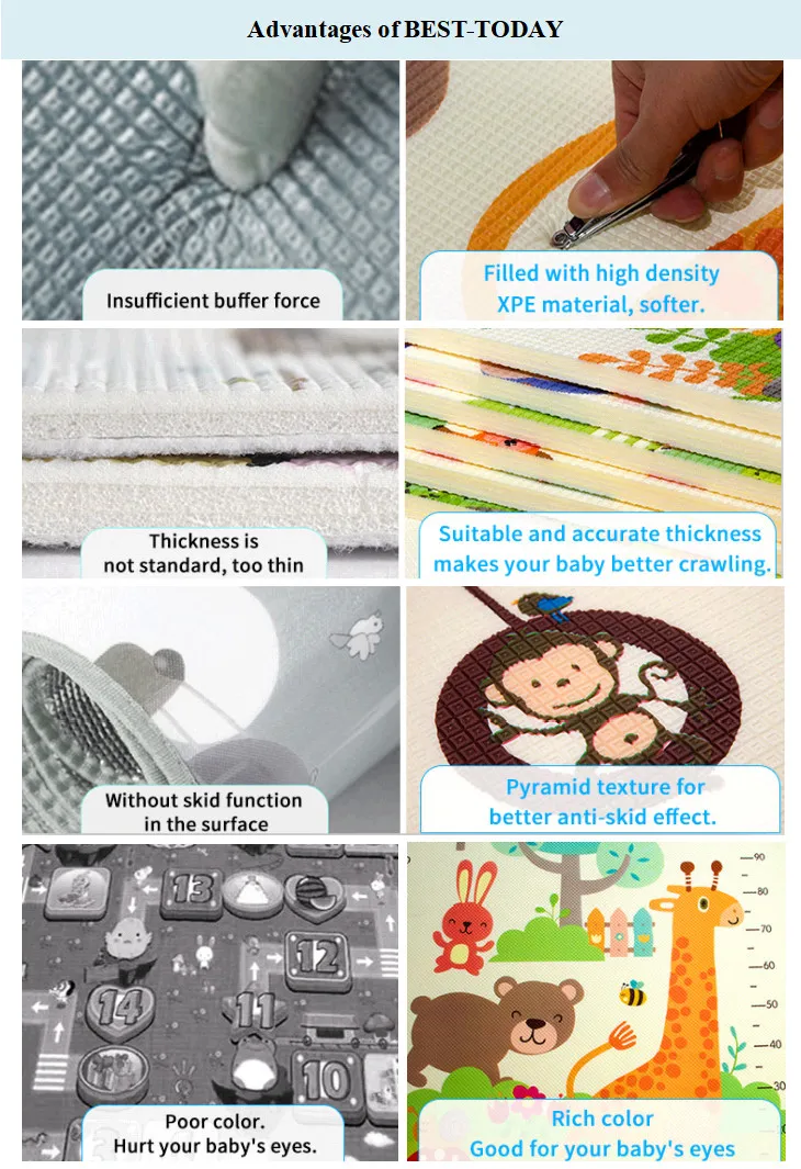 180*150cm Non-Slip 10mm Thickness Kids Activity Camping Mat Strengthen The Physical Exercise