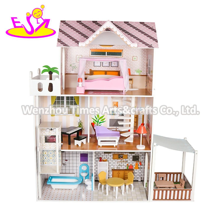 2021 New Released Kids Wooden Majestic Mansion Dollhouse Toy with Lift W06A412