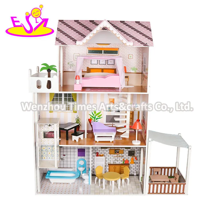 2020 New Released Kids Wooden Majestic Mansion Dollhouse Toy with Lift W06A412