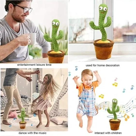 2021 Cute Stuffed Flowerpot Twisting Dance Cactus Doll Talking Singing Music Dancing Cactus Plush Toy
