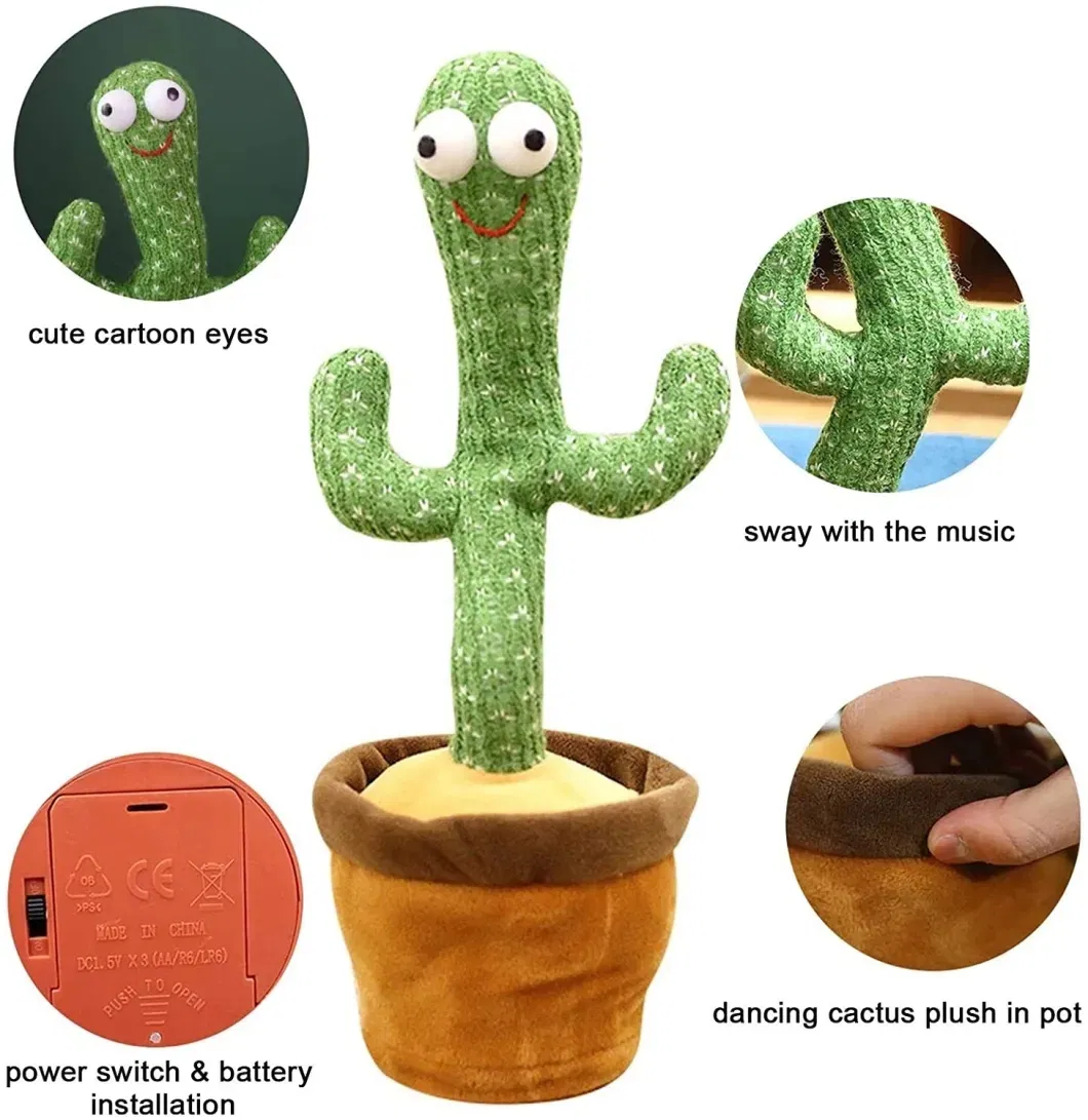2021 Cute Stuffed Flowerpot Twisting Dance Cactus Doll Talking Singing Music Dancing Cactus Plush Toy