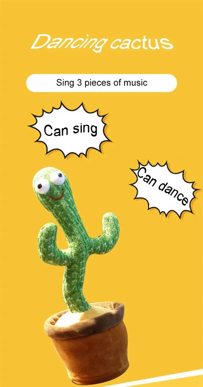2021 Cute Stuffed Flowerpot Twisting Dance Cactus Doll Talking Singing Music Dancing Cactus Plush Toy