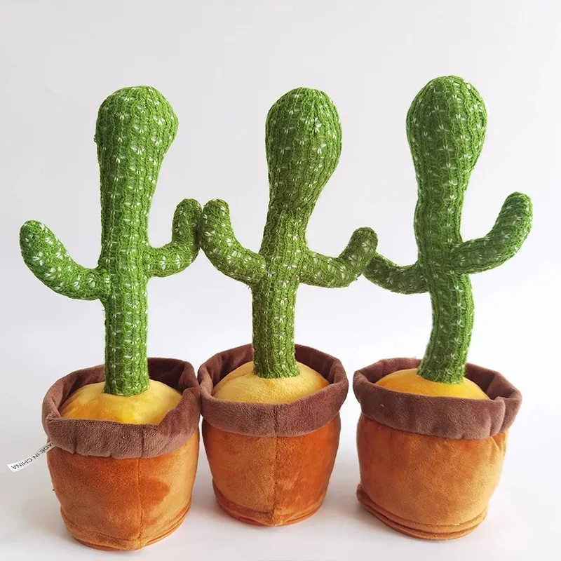 2021 Cute Stuffed Flowerpot Twisting Dance Cactus Doll Talking Singing Music Dancing Cactus Plush Toy