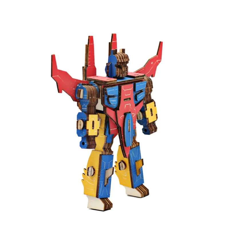 3D Wooden Car Robot Puzzle Toy for Kids 2 Years up Educational Toy for Preschool Learning Aids Shape Sorting Building Block Toy for Children Baby Boys Girls