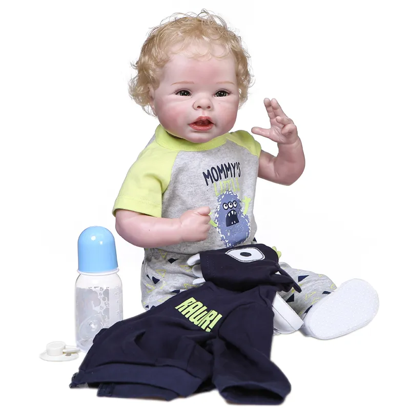 55cm Newborn Soft Body Bebe Doll Reborn Baby Boy Doll Size Blond Rooted Hair Detailed 100% Handmade Collectible Art Doll