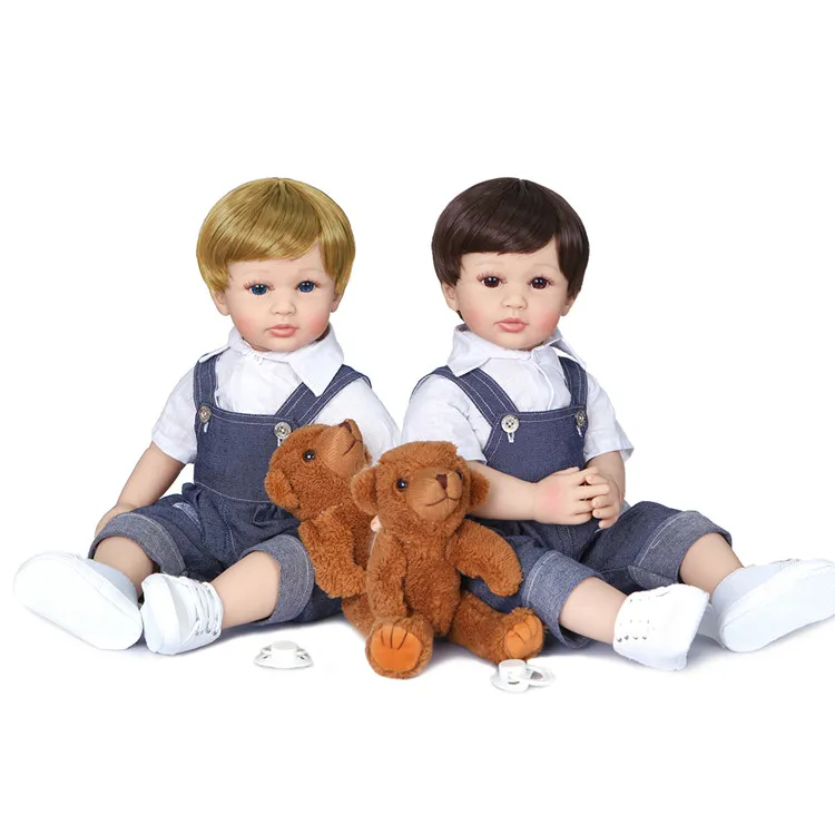 55cm Soft Body Bebe Doll Reborn Baby Boy Doll Newborn Size Blond Rooted Hair Detailed 100% Handmade Boneca Dolls for Sale