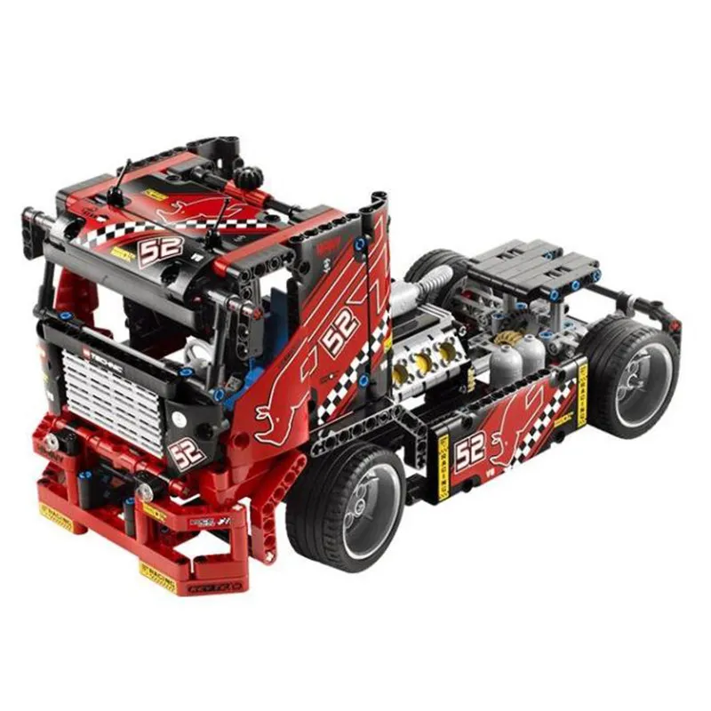 608PCS Race Truck Car 2 in 1 Transformable Firefighting Truck Model Legoings Building Block Sets Toys