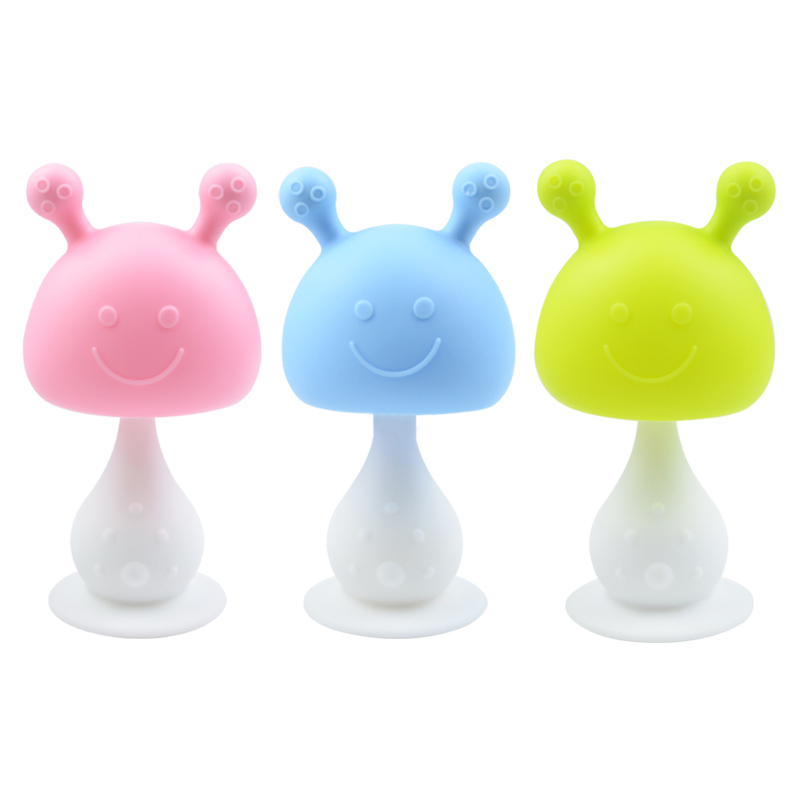 BPA Free Newborn Cartoon Mushroom Teething Toy Silicone Molar Teether Baby Mitt Teethers Toys