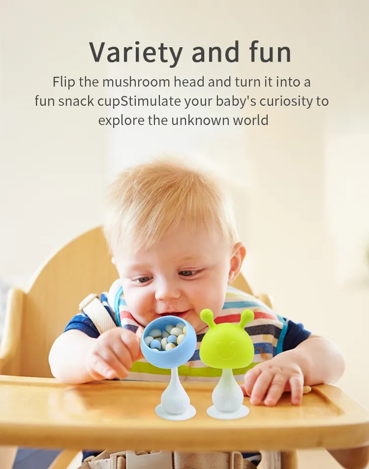 BPA Free Newborn Cartoon Mushroom Teething Toy Silicone Molar Teether Baby Mitt Teethers Toys
