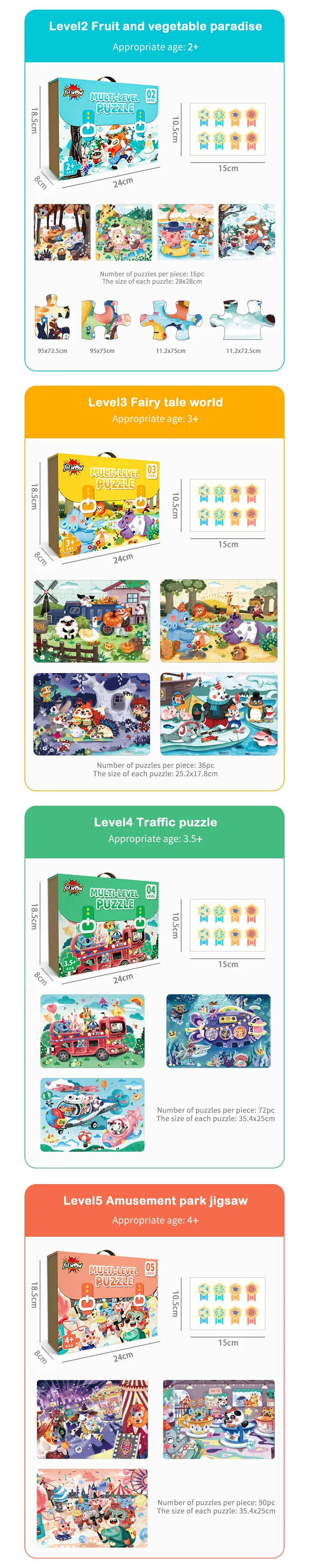 Children Intelligence Learning Educational Montessori Wooden Puzzle Toys Game