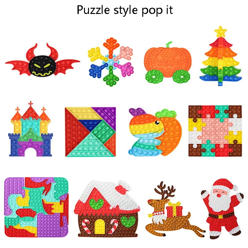 Creative Christmas Gifts Santa Claus Poping Silicone Push Bubble Pop It Fidget Toys Sensory Toys for Autism Kids