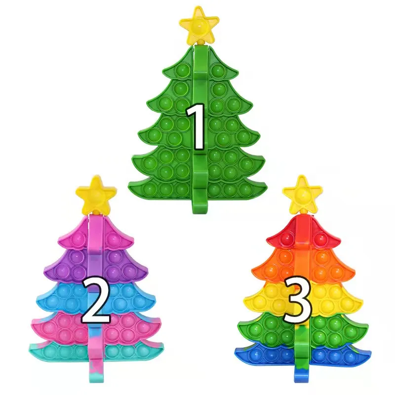 Creative Christmas Gifts Santa Claus Poping Silicone Push Bubble Pop It Fidget Toys Sensory Toys for Autism Kids