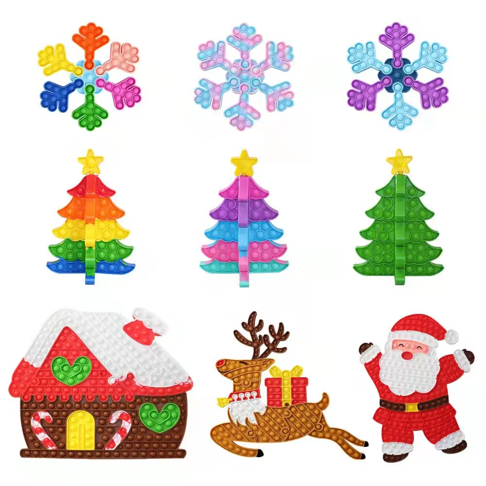 Creative Christmas Gifts Santa Claus Poping Silicone Push Bubble Pop It Fidget Toys Sensory Toys for Autism Kids