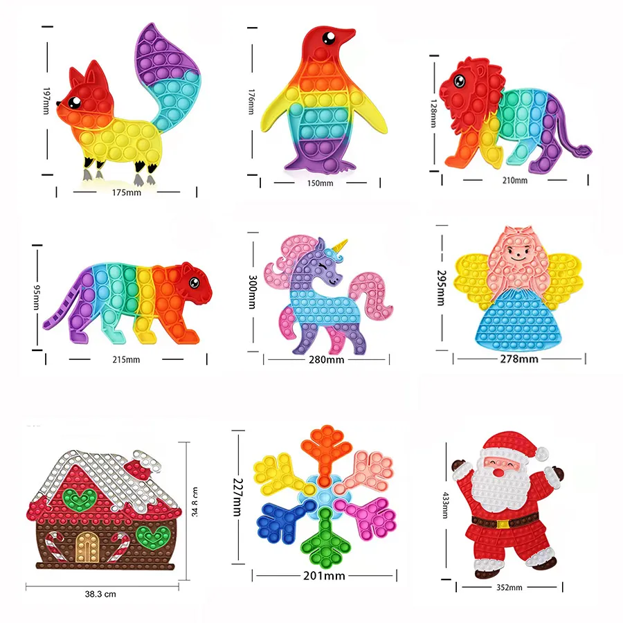 Creative Christmas Gifts Santa Claus Poping Silicone Push Bubble Pop It Fidget Toys Sensory Toys for Autism Kids