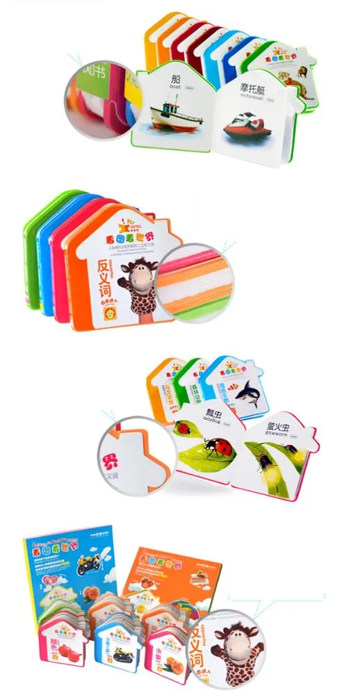 Custom House Shape Cardboard Educational Flash Card English Learning Game Card Printing W