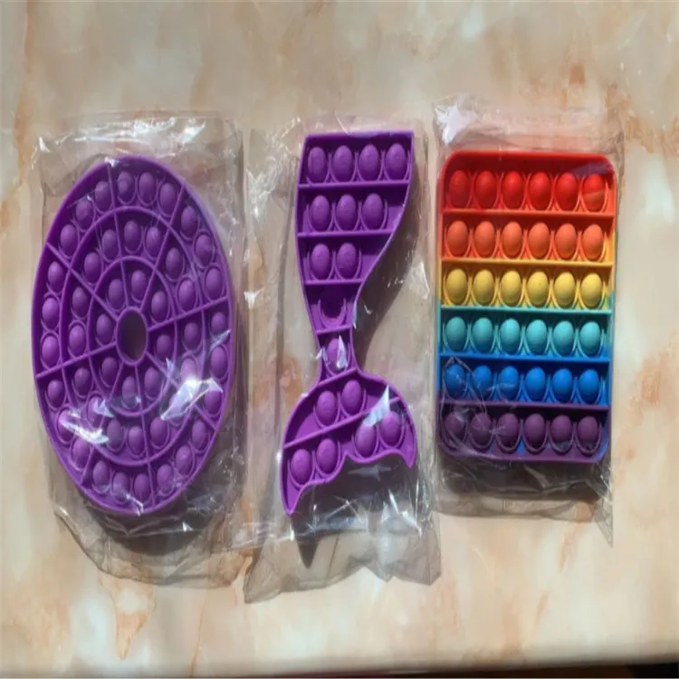 Custom Logo Pop Its Fidgets Push Rainbow Color Bubble Game Sensory Fidget Toy Silicone Toys for Kids Educational Toys