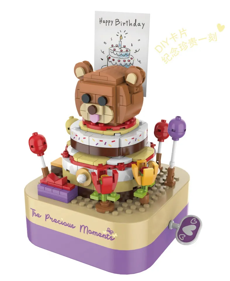 DIY Cute Puzzle Building Blocks Music Box for Children
