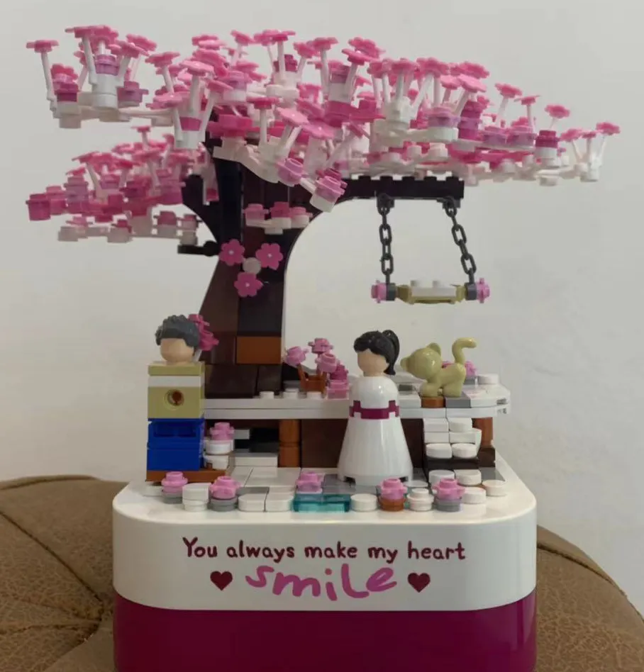 DIY Cute Puzzle Building Blocks Music Box for Children