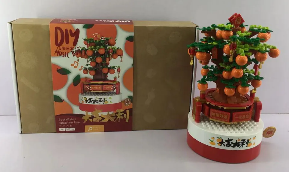 DIY Cute Puzzle Building Blocks Music Box for Children