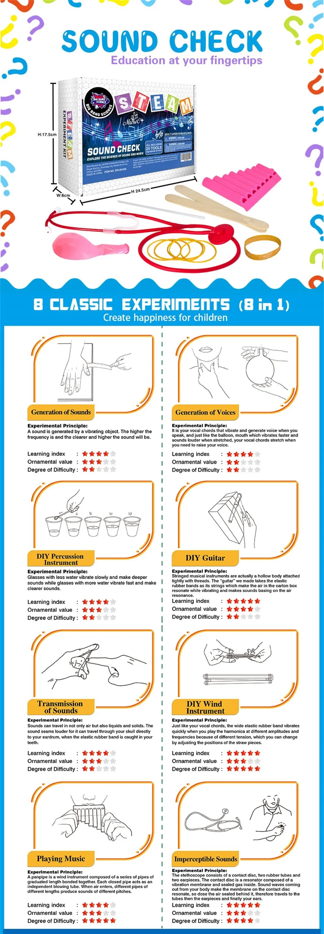 DIY Music Maker Science Experiments Kit for Kids