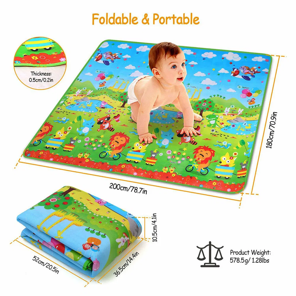 EPE Folding Rolling Playmat Cartoon Mat Baby Play Carpet Baby Crawling Play Mat