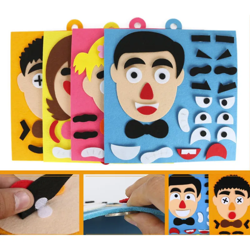 Felt Facial Expression Puzzle Toy for Kids Educational Early Learning Toy Emotion Color Learning Toy Safe Children Toy Storage Bag Baby Toy