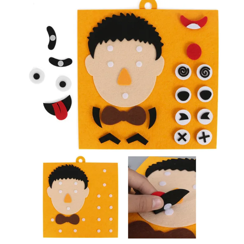 Felt Facial Expression Puzzle Toy for Kids Educational Early Learning Toy Emotion Color Learning Toy Safe Children Toy Storage Bag Baby Toy