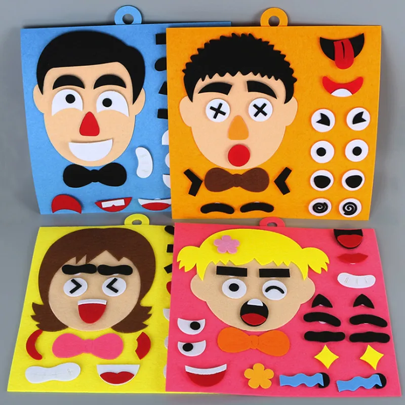 Felt Facial Expression Puzzle Toy for Kids Educational Early Learning Toy Emotion Color Learning Toy Safe Children Toy Storage Bag Baby Toy