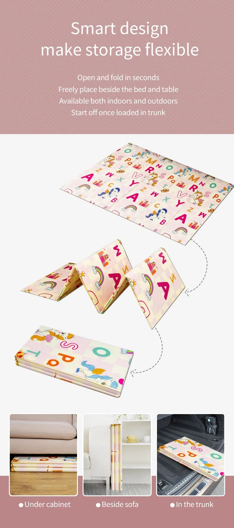 High Quality Waterproof Easy Clean Soft Colourful XPE Foam Folding Kid Baby Play Floor Mat