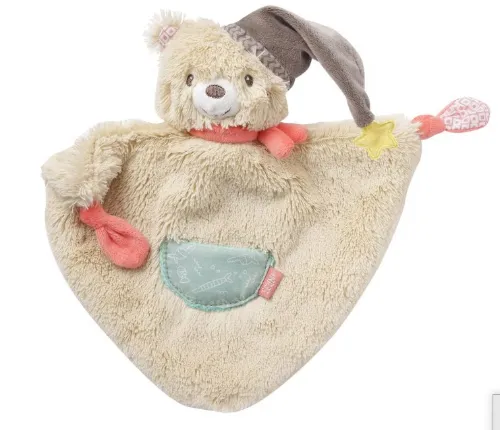 Hot Sale Pink Plush Baby Chubby Bear with Hat Baby Animal Rattle