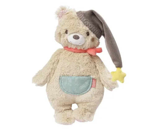 Hot Sale Pink Plush Baby Chubby Bear with Hat Baby Animal Rattle