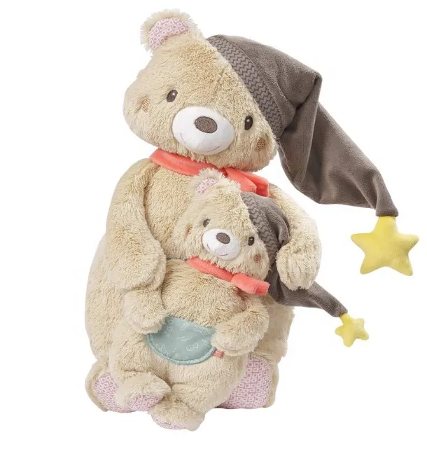 Hot Sale Pink Plush Baby Chubby Bear with Hat Baby Animal Rattle