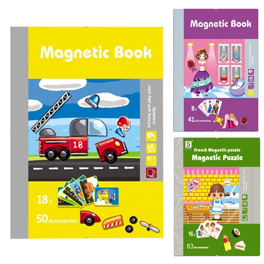 Kids Magnetic Books Puzzle Gift Educational Toys Montessori Magnetic Puzzles Toy