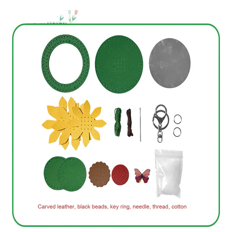 Manufacturer DIY Educational Sewingn Kit Mirror Key Chain Toy Flower Keychain Toys for Kid Girls Boys Gift