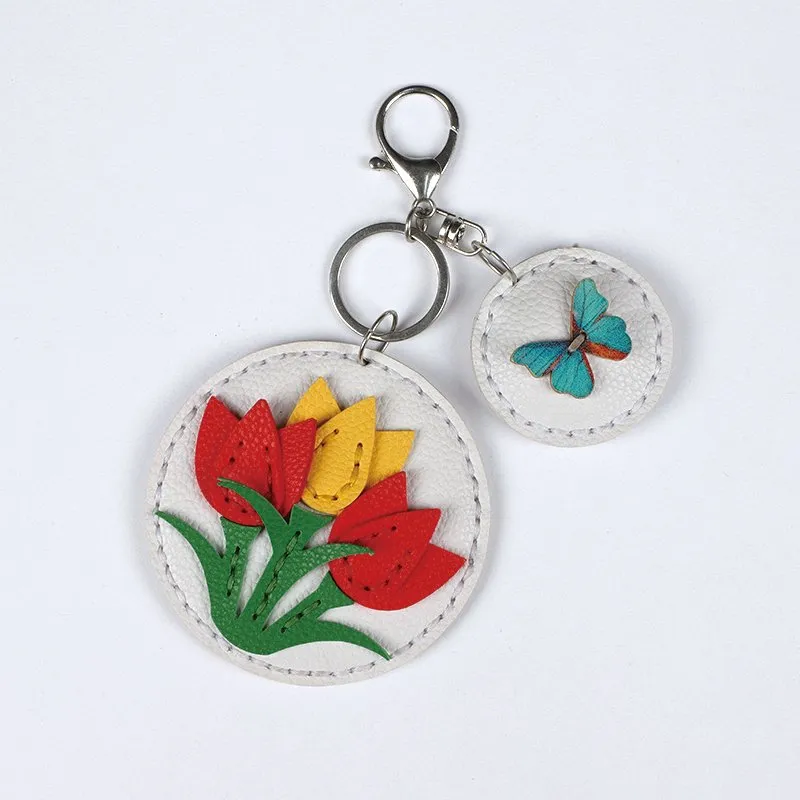 Manufacturer DIY Educational Sewingn Kit Mirror Key Chain Toy Flower Keychain Toys for Kid Girls Boys Gift