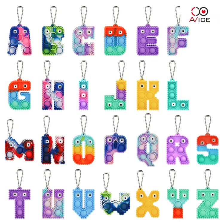 Mini Pop It Keychain Ring Push Bubble Sensory Silicone Fidget Toys for Adults Stress Relief Special Needs Autism