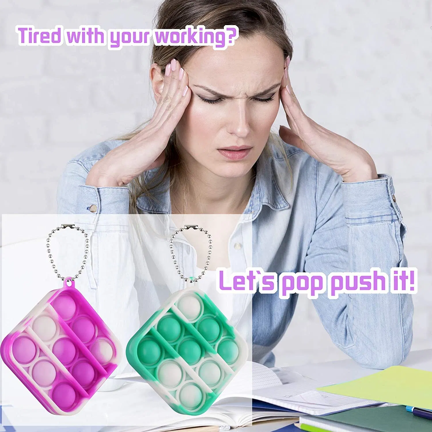 Mini Push Pop Bubble Fidget Sensory Toys Mini Keychain Simple Dimple Fidget Help Restore Emotions Gift for Adult Kids