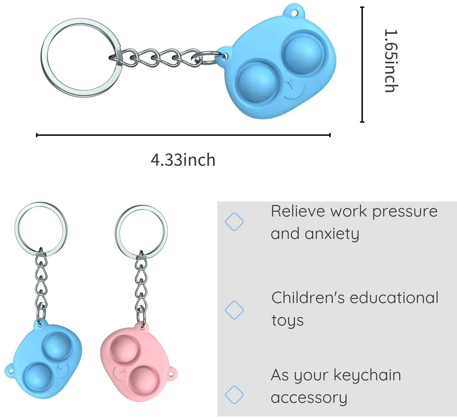 Mini Push Pop Bubble Fidget Sensory Toys Mini Keychain Toy Simple Dimple Fidget Help Restore Emotions Gift for Adult Kids