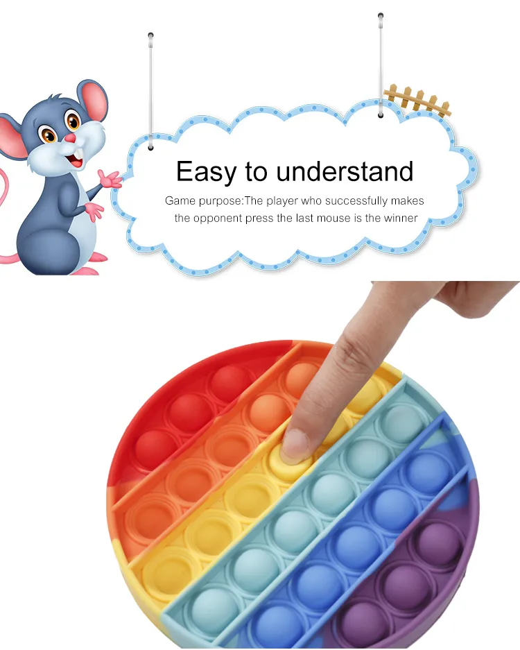 Pop Its Fidget Toy Simple Dimple Stress Silicone Play Keychain for Adult Students