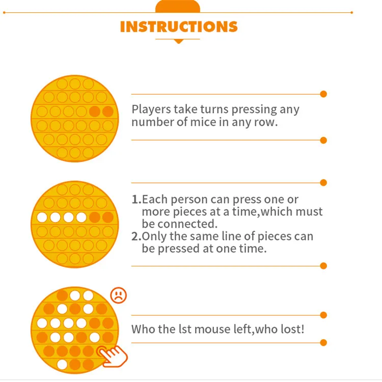 Push Pop Silicone Bubble Fidget Sensory Toys for Kids Stress Fidget Relief