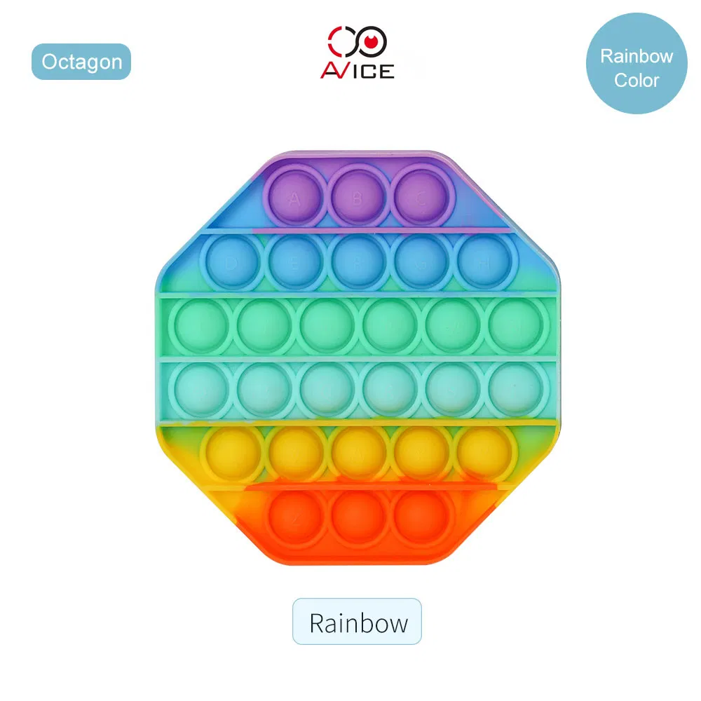 Rainbow Popping Sound Square Pop Its Fidget Toy Push Bubble Sensory Squeeze Kids Toys