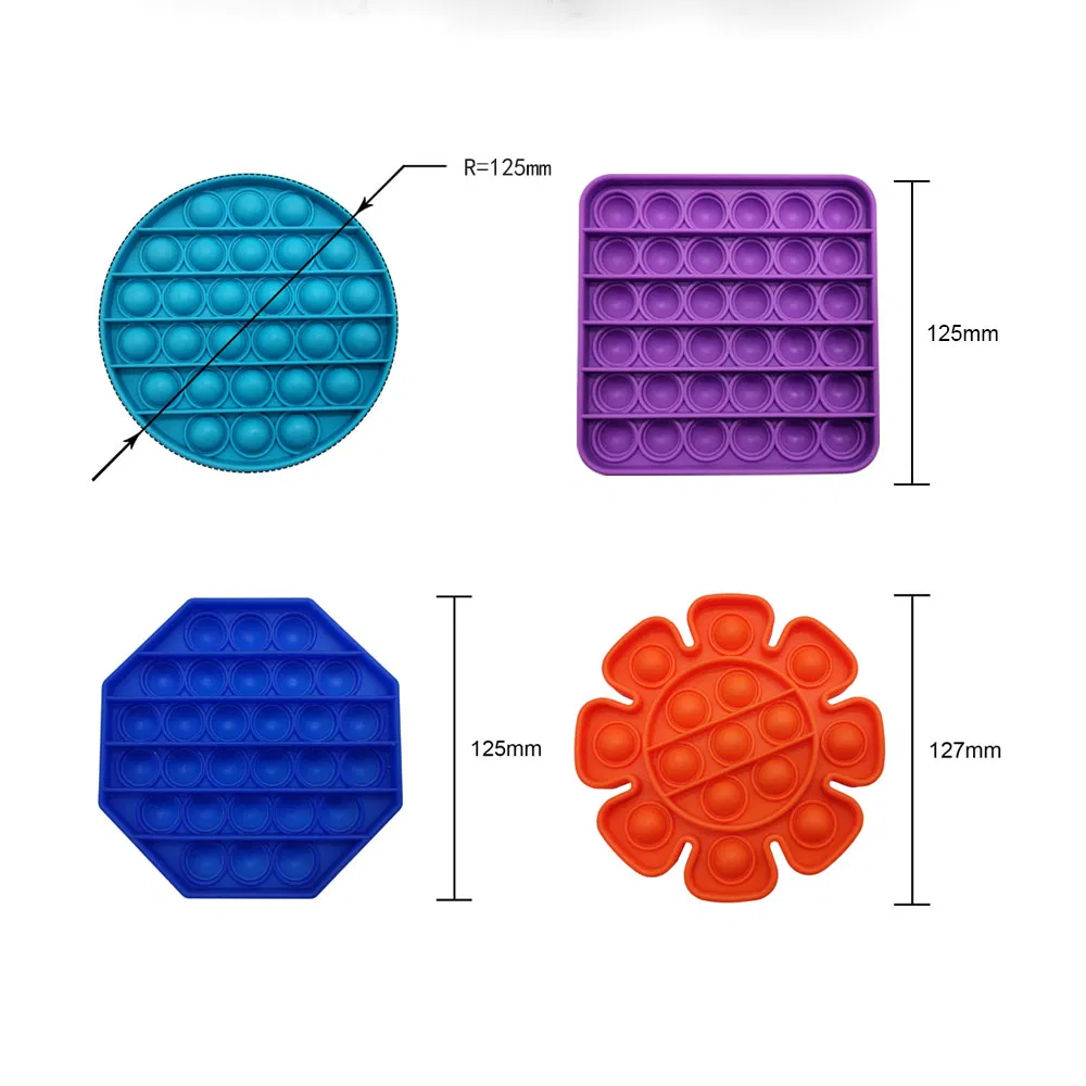 Rainbow Silicone Game Push Bubble Pop Fidget Sensory Toys Anxiety & Stress Reliever Autism Special Needs Learning Materials Gift for Kids Adults