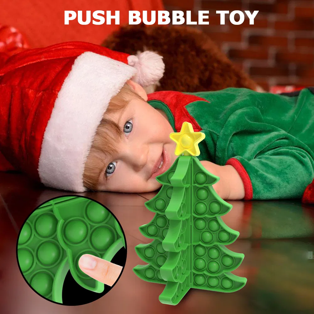 Silicone Puzzle Fidget Sensory Toys Jigsaw DIY Snowflake Square Christmas Tree Children Decompression Toys