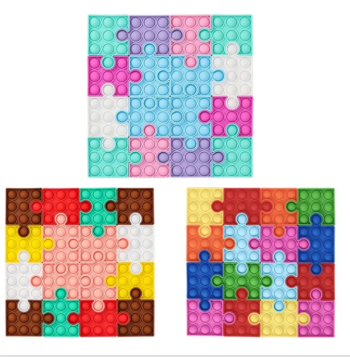 Silicone Puzzle Fidget Sensory Toys Jigsaw DIY Snowflake Square Christmas Tree Children Decompression Toys