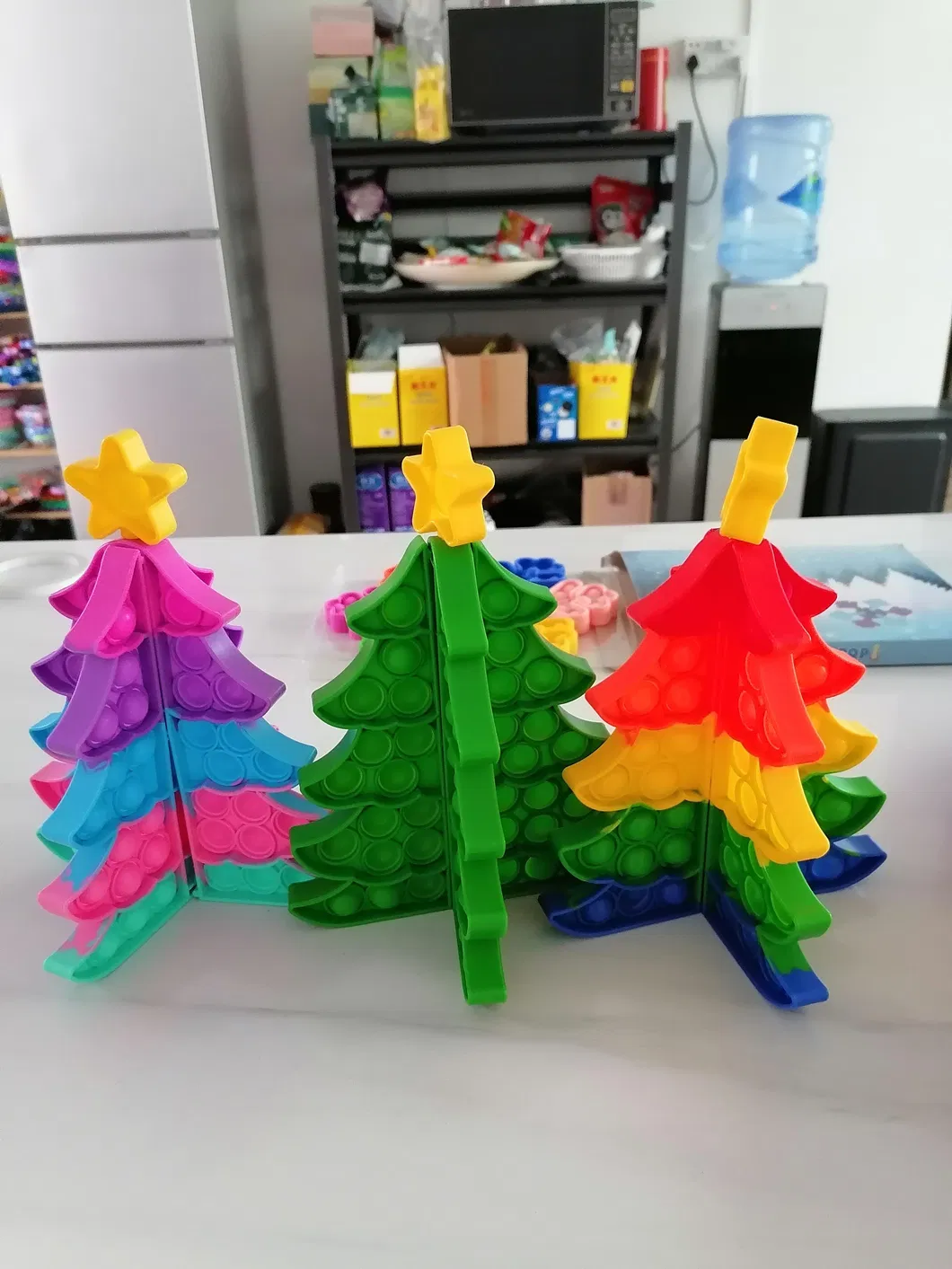 Silicone Puzzle Fidget Sensory Toys Jigsaw DIY Snowflake Square Christmas Tree Children Decompression Toys