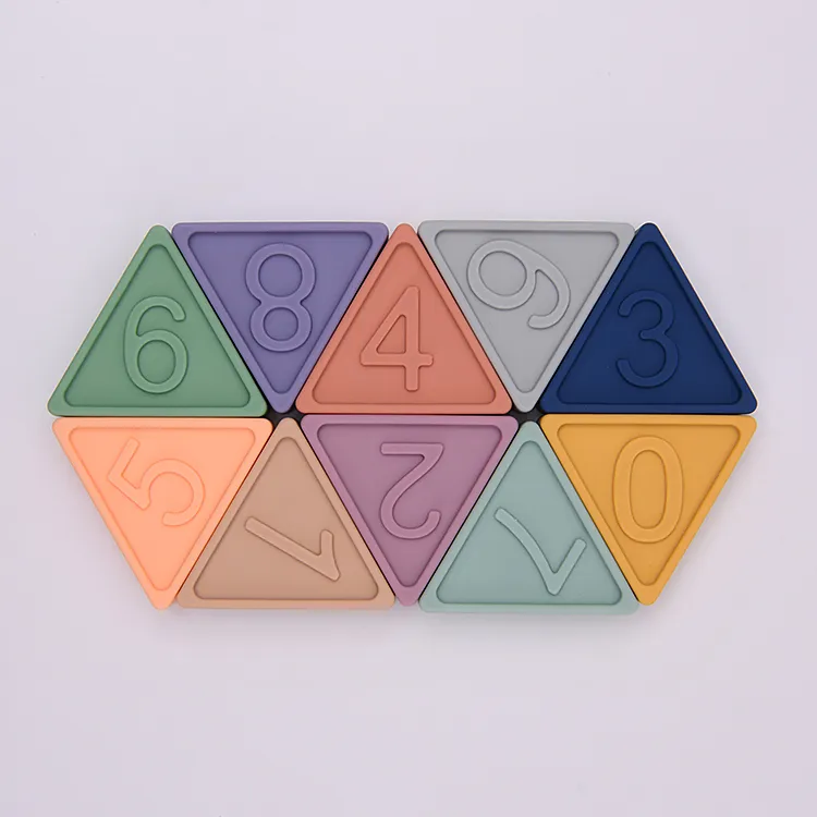 Silicone Soft Building Blocks Food Grade Educational Play Baby Stacking Triangle Toys for Children Educational Toys