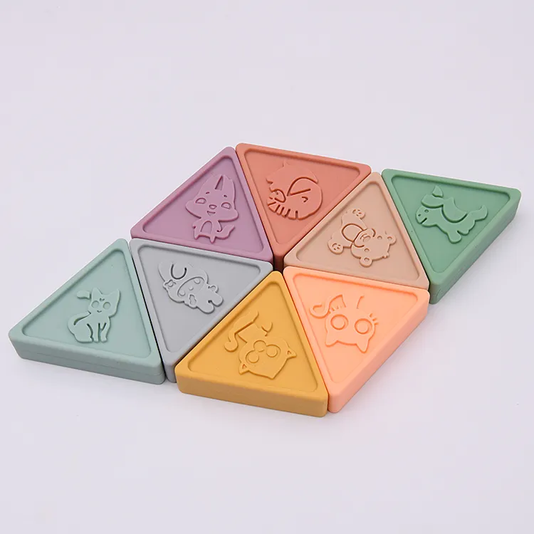 Silicone Soft Building Blocks Food Grade Educational Play Baby Stacking Triangle Toys for Children Educational Toys