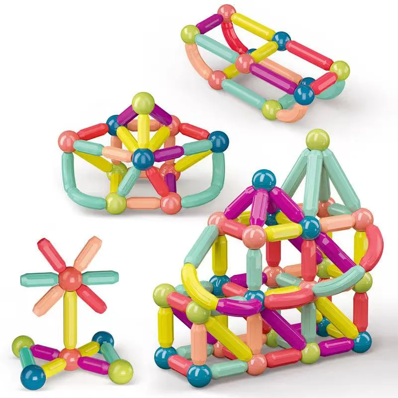 Wholesale 25-64PCS New Magnetic Stick Building Blocks DIY Puzzle Game Educational Fidget Toy for Children Baby Christmas Gifts