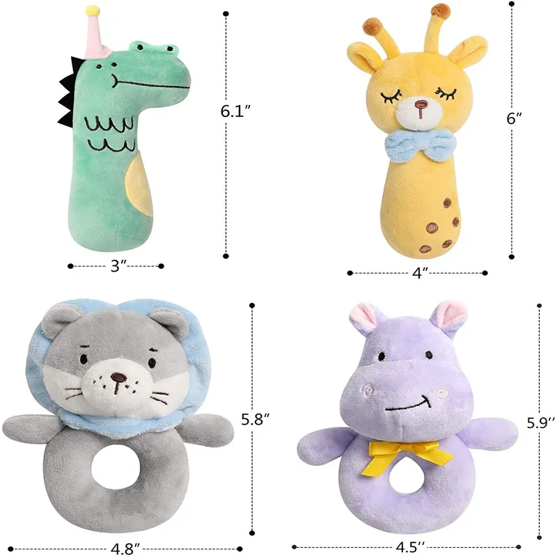 Wholesale Soft Baby Rattle for Newborns, Plush Stuffed Colourful Mouse Rattle Toy for Children Gifts