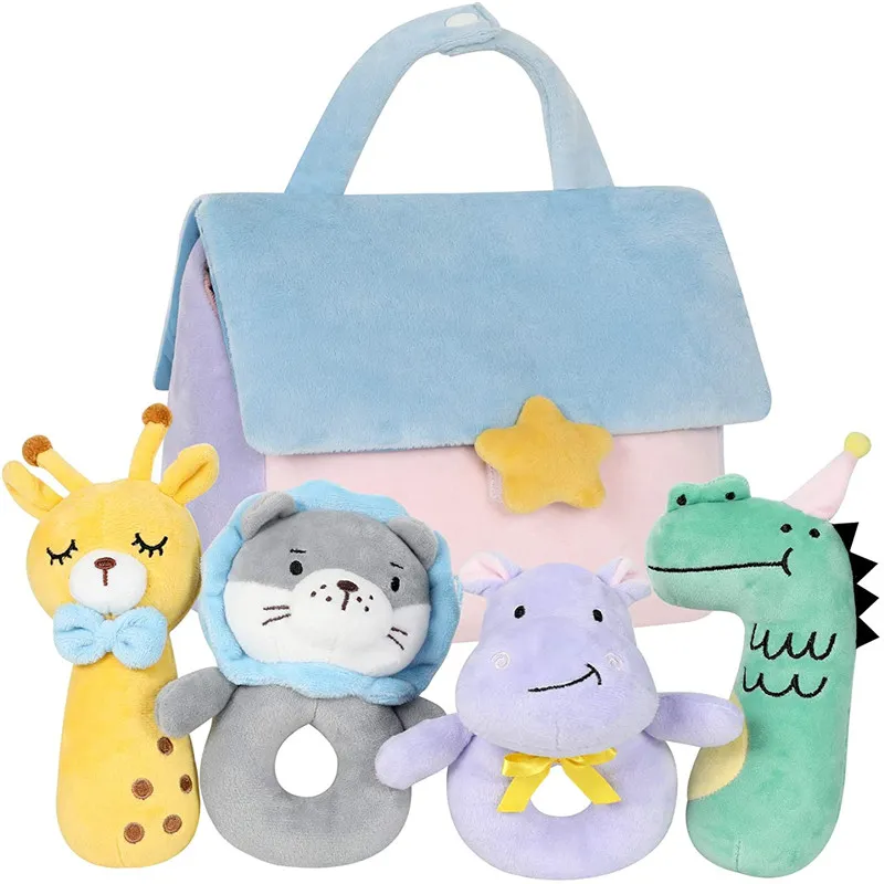 Wholesale Soft Baby Rattle for Newborns, Plush Stuffed Colourful Mouse Rattle Toy for Children Gifts